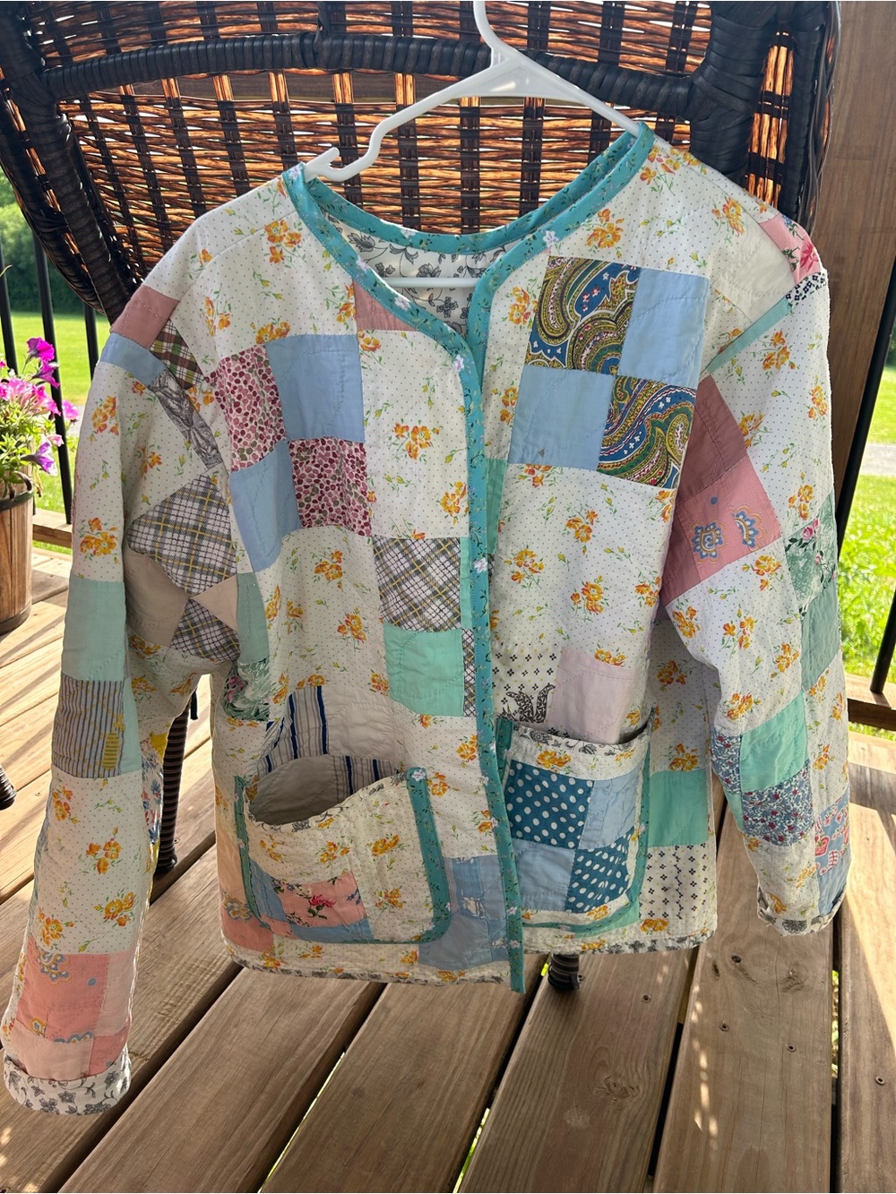 Patchwork Quilted Jacket in Pastel Floral Mix- handmade by me